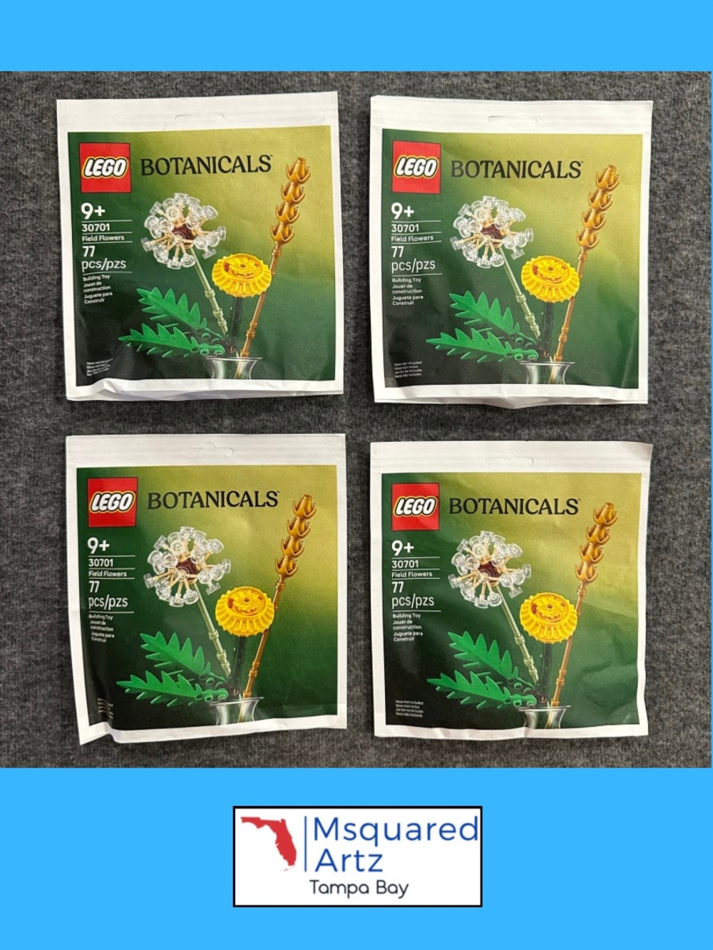 LEGO Botanicals 30701 Field Flowers Lot of 4 New Sealed 77 Pieces Each